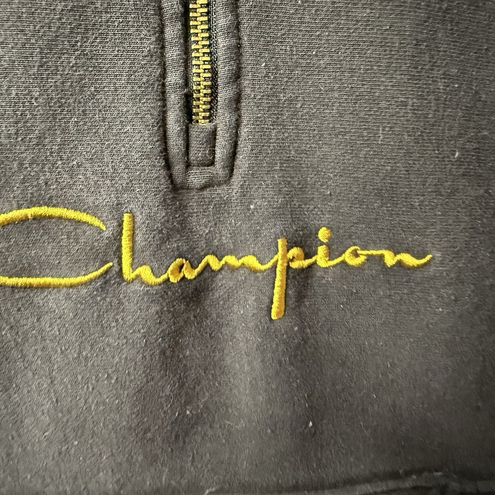 Mens SMALL Champion x Muhammad Ali Sweatshirt Black Gold Limited Edition 1/4 Zip - Picture 4 of 8